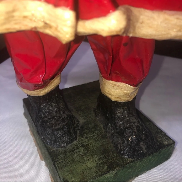 Vintage Paper Mache Santa Sack Bell Wooden Base 14.5” Tall - Picture 6 of 14